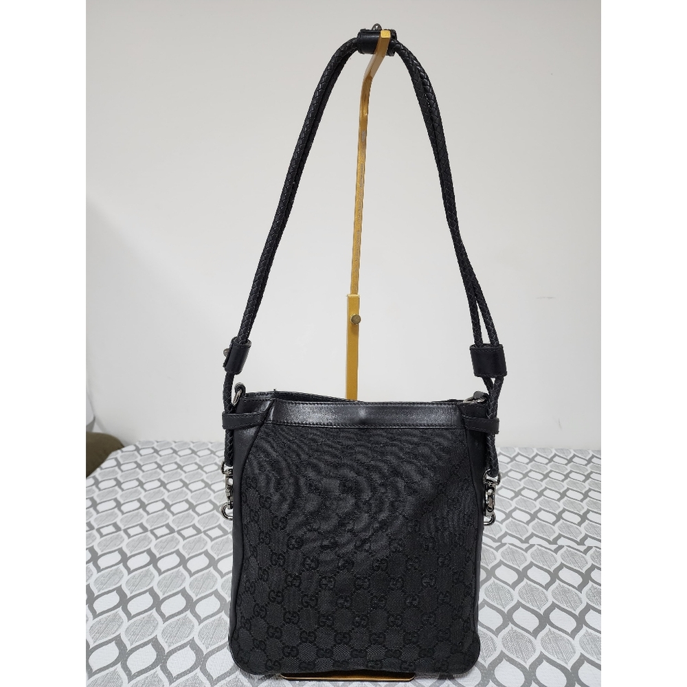 GUCCI GG Canvas Shoulder Bag Black